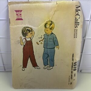 McCall's Printed Pattern 6510 Toddler's Coverall's and Jacket Size 2